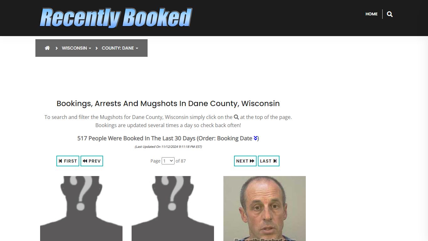 Bookings, Arrests and Mugshots in Dane County, Wisconsin - Recently Booked