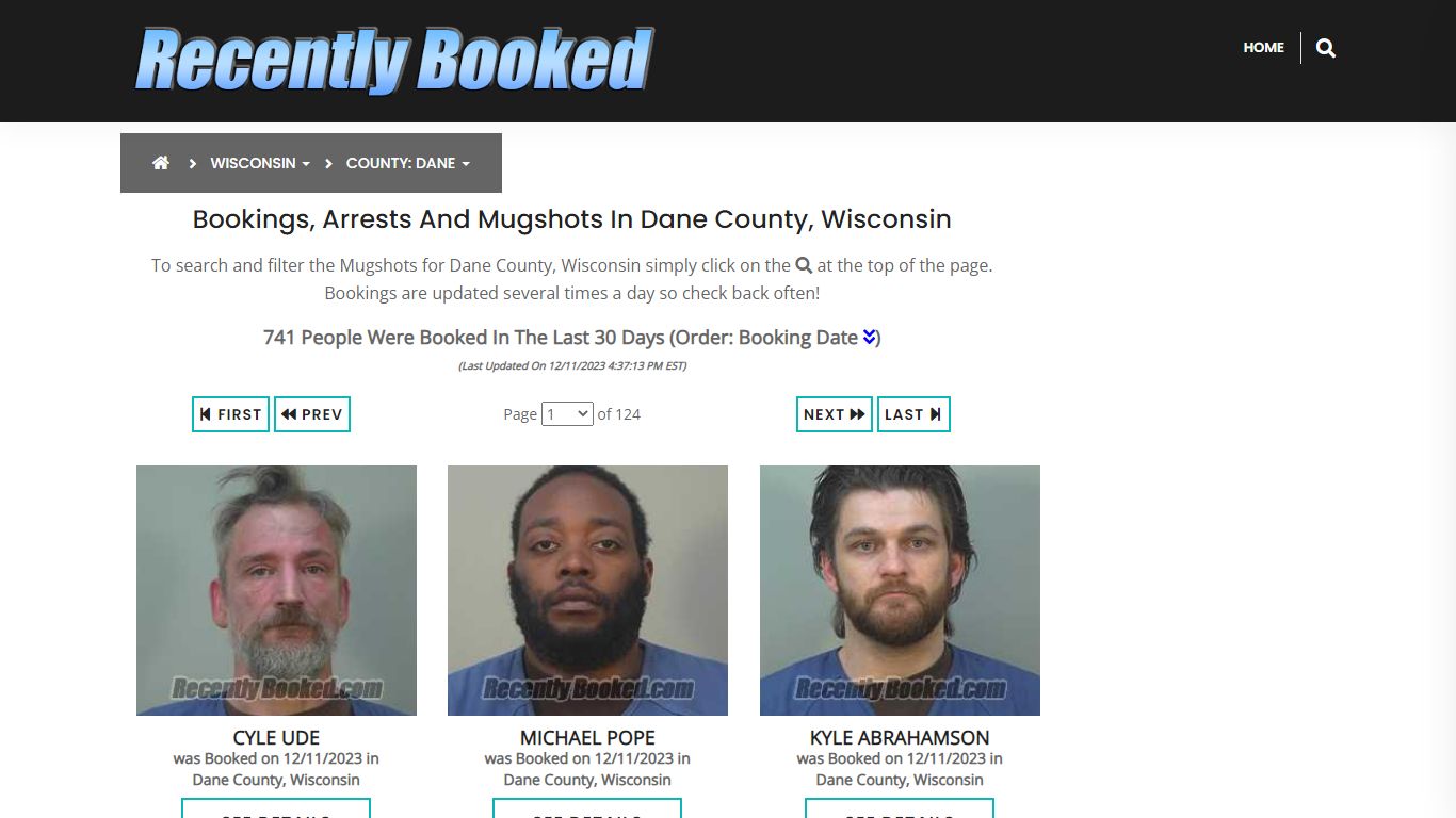 Recent bookings, Arrests, Mugshots in Dane County, Wisconsin